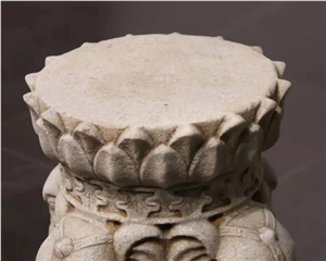 Natural Large Stone Flower Pots Stand, Side Table Stone Plinth