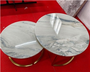Natural Marble Coffee Table Top Round Stone Coffee Table Set
