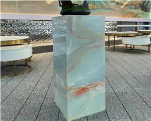 Natural Marble White Stone Plinth Side Table Marble Cube