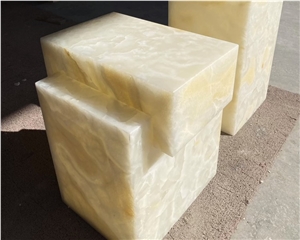 Natural Onyx Side Table Stone Flair Cube Stone Plinth