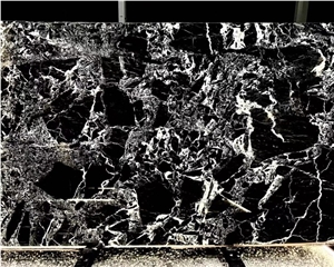 Natural Stone Polished Black Marble Slab Tiles Wall Design