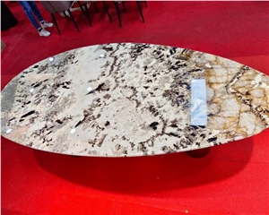 Natural Stone Silver Fox Granite Rectangle Dinning Table Top