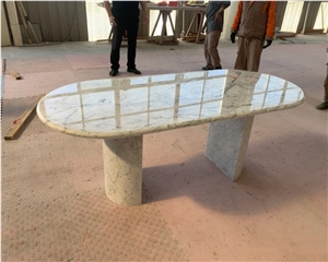 Popular Natural White Carrara Marble Stone Dining Table