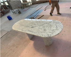 Popular Natural White Carrara Marble Stone Dining Table