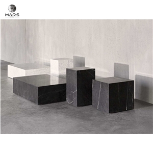 Black Cube Table Marble Home Decor Marble Plinth