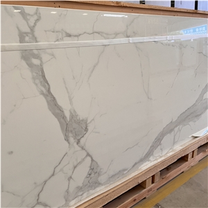 High Polished Calacatta White Sintered Stone Slabs For Wall