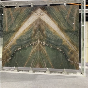 Bookmatch Botanic Wave Quartzite Slabs For Background Wall