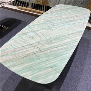 Custom Made Pampers Green Quartzite Natural Marble Table Top