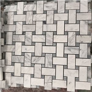 Customized Design White And Black Wave Marble Mosaic Tiles