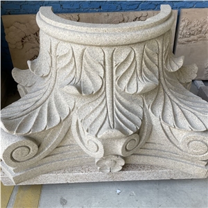Customized Hand Carved Granite Column Capital For Villa