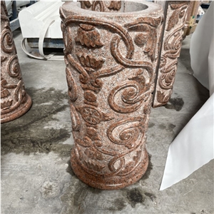 Customized High Quality Red Granite Column For Villa Design