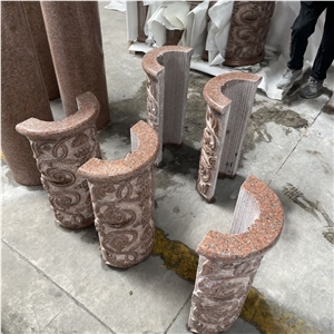 Customized High Quality Red Granite Column For Villa Design