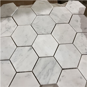 Customized Size Natural Carrara Marble Mosaic Tile For Sale