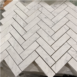 Good Quality Hot Sale White Marble Herringbone Mosaic Tiles
