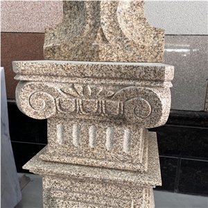 Hand Carved Natural Granite Column Capital For Villa Decor