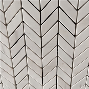 Herringbone White Marble Mosaic Tiles For Backsplash Walling