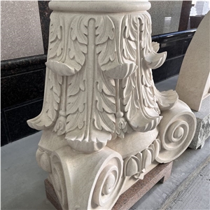 High Quality Hand Carved Limestone Column Capital For Hotel