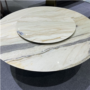 Home Decoration Golden Vein Marble Round Dining Table