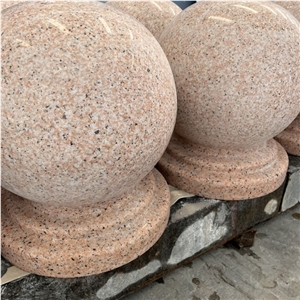 Hot Sale Customized Pink Granite Stone Bollards For Road