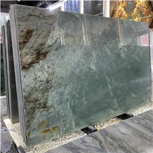 Luxury Emerald Quartzite Slab For Hotel Wall Tile Project