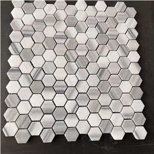 Natural Hexagon White Marble Mosaic Tiles Kitchen Backsplash