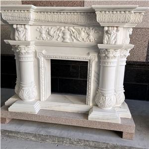 New Design Hand Carved White Marble Fireplace For Home Decor