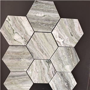 New Design Hexagon Green Marble Mosaic Tiles For Wall Design
