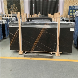 Noir Aziza Marble Slabs Black And Golden Marble Wall Tiles