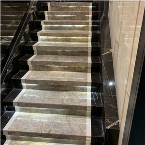 Versailles Gold Marble Stairs & Step Tiles For Home Design