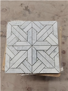 Marble Chevron Mosaic Design Carrara Backsplash Kitchen Tile