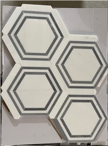 Marble Thassos Hexagon Mosaic Tiles Stone Bathroom Mosaics