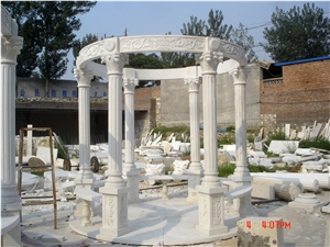 Sculptured Statue Dome Gazebo China Beige Limestone Porches Pavilion