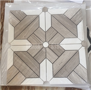 Geometry Pattern Wooden Marble Mosaic Tile Bathroom Mosaics