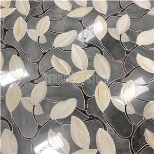Italy Bardiglio Gray Marble Mosaic White Stone Waterjet Tile