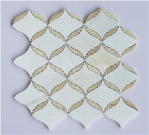 Marble Mosaic Tile Mix Shell Waterjet Kitchen Wall Tile