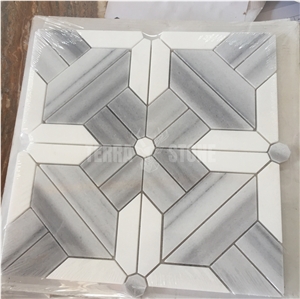 Water Jet Stone Mosaic Marble Tile Geometry Design For Floor