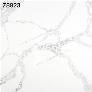 8923 Artificial Calacatta Quartz Slab White Color