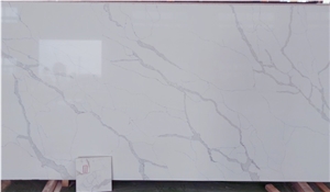 Book Match Calacatta Stone High Glossy Surface Quartz Slab