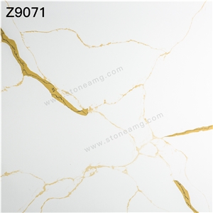 Quartz Slabs Calacatta Golden Veins White Background