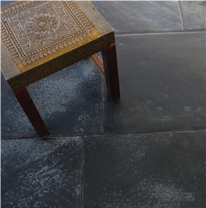 Antique & Hand Cut Black Limestone Antique Floor Tiles