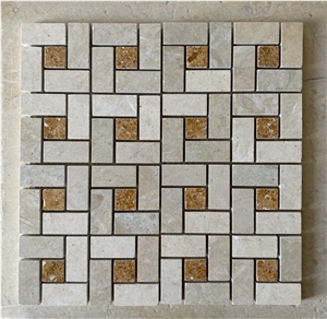 Thala Beige Limestone Rectangular Mosaic Tile 4,8*2,3 Cm