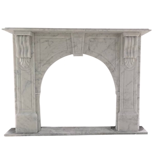 Custom Cheaper Bianco Carrara White Marble Fireplace Mantel