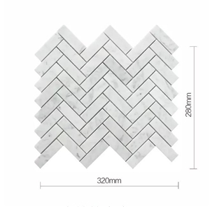 Herringbone White Marble Mosaic Tiles