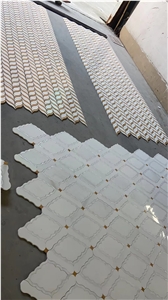 Water-Jet White Marble Mosaic Tiles Wall Mosaic