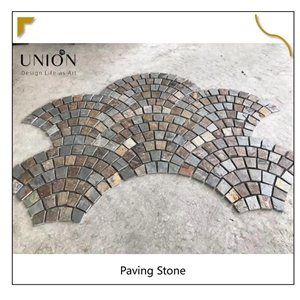 UNION DECO Natural Slate Multicolor Fan Shape Walkway Tiles