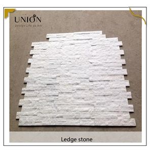 UNION DECO White Quartzite Ledger Panel Stacked Stone Veneer