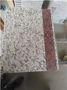 Tiger Skin Red Granite Stair Treads With Granite Insert Nonslip