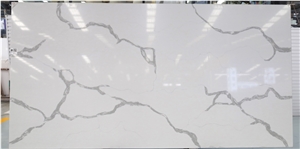 Artificial Calacatta White Grey Quartz Engineered Stone