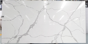 Artificial Luxury Calacatta Grey White Quartz Engineered Stone