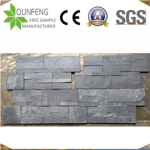 China Black Split Face Stone Piedra Natural Slate Wall Panel